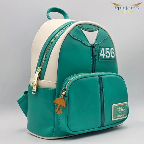 Loungefly Squid Game Seong Gi-Hun Player 456 Cosplay Green Mini Backpack Bag - Picture 2 of 5